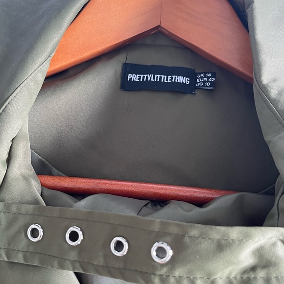 Khaki Contrast Oversized Belted Midi Trench Coat - Picture 8 of 12